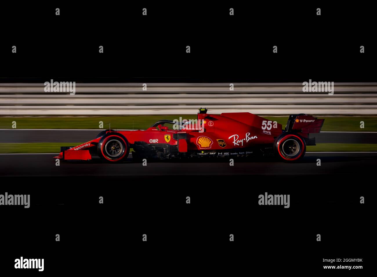 Carlos Sainz fuhr mit seinem Ferrari Scuderia F1-Auto während des Qualifyings beim britischen Grand Prix vom 2021. Juli, wo er schließlich den 6. Rang belegte Stockfoto