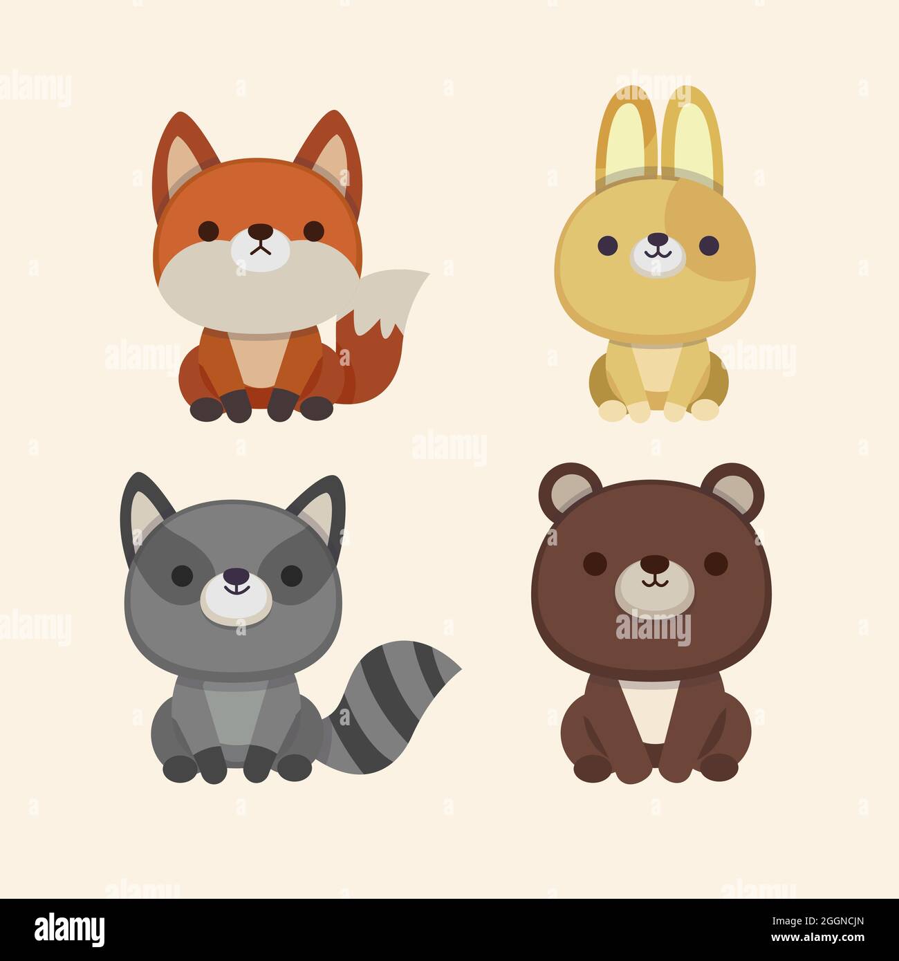 Flache Herbst Tiere Kollektion Vektor-Illustration. Stock Vektor