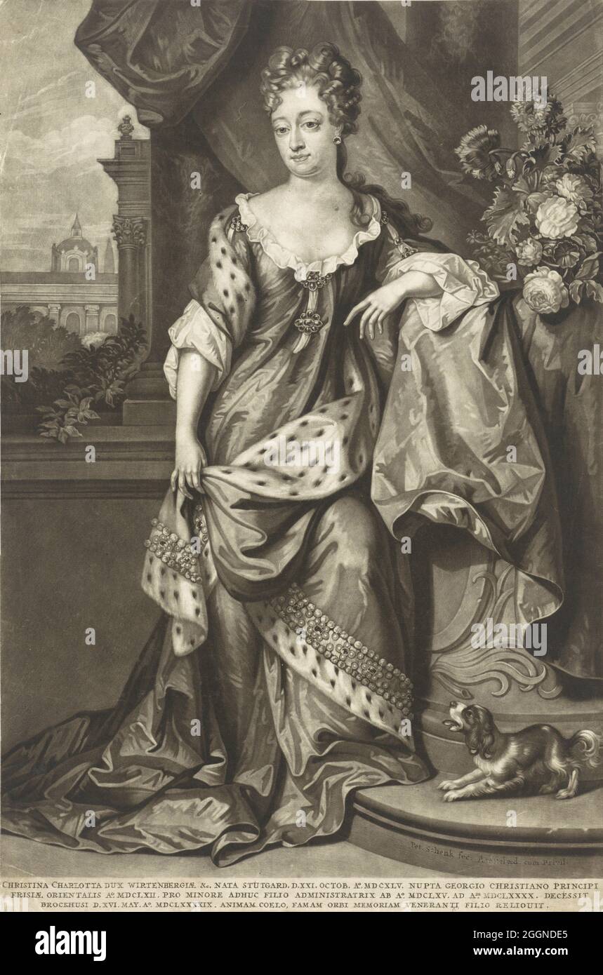 Christine Charlotte von Württemberg (1645-1699), Prinzessin von Ostfriesland. Museum: PRIVATE SAMMLUNG. Autor: Schenk, Peter (Petrus), der Ältere. Stockfoto