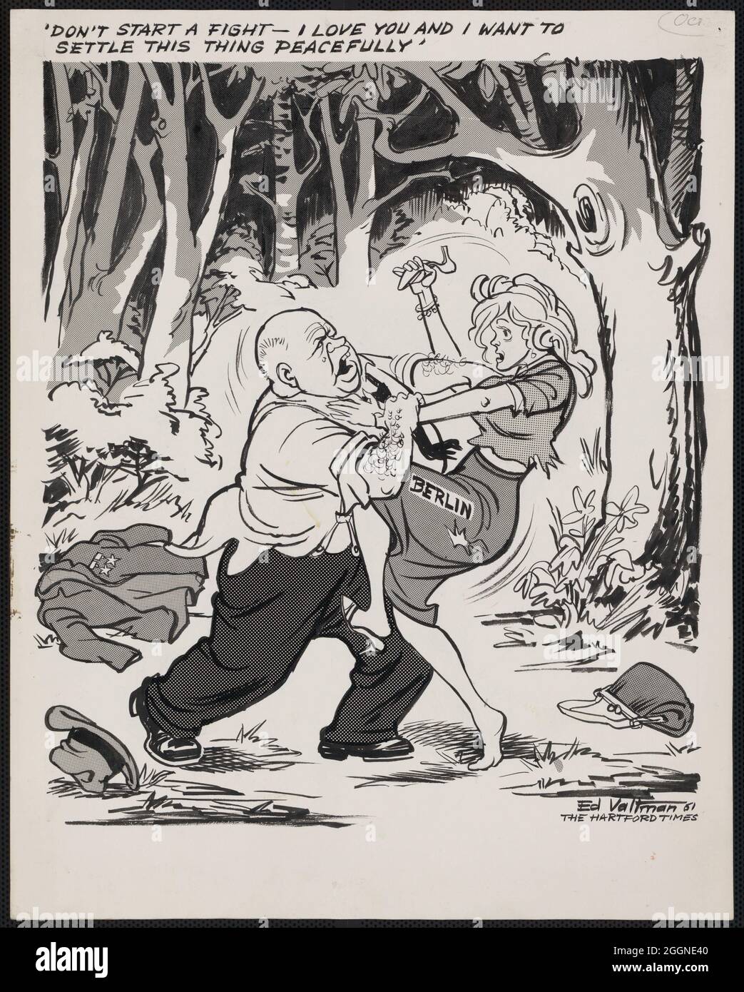 Starte keinen Kampf. Ich liebe euch und will diese Sache friedlich regeln. Museum: PRIVATE SAMMLUNG. Autor: Edmund S. Valtman. Stockfoto