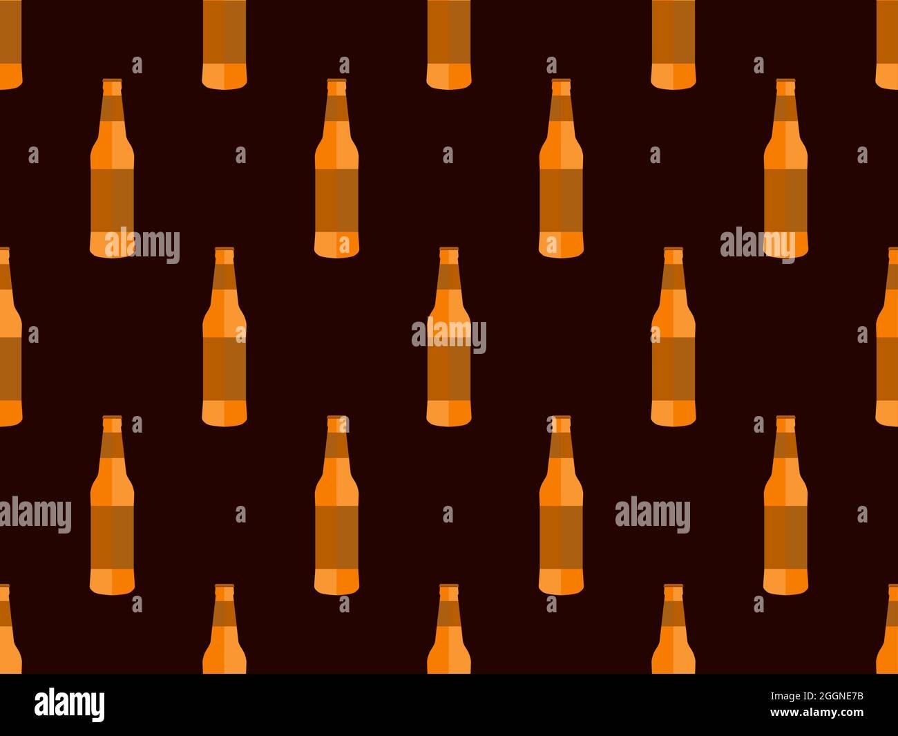Nahtloses Bier-Muster. Bierflaschen. Getränkeparty. Design für das Festival der alkoholischen Getränke, Werbematerialien und Menüs. Vektorgrafik Stock Vektor