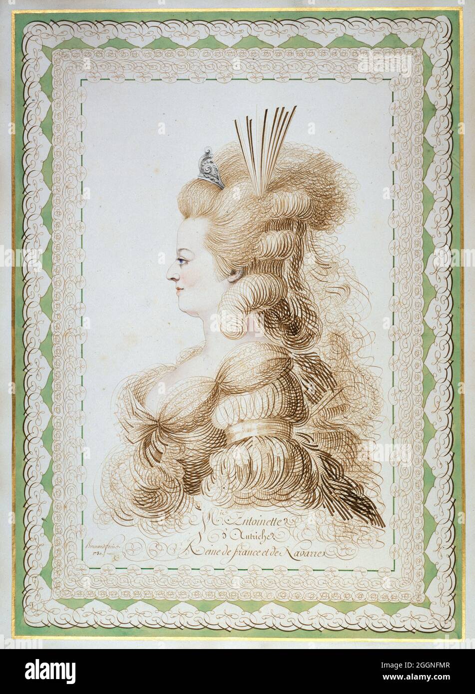 Porträt von Marie Antoinette (1755-1793), Erzherzogin von Österreich und Königin von Frankreich und Navarra. Museum: Musée Carnavalet, Paris. Autor: Jean-Joseph Bernard. Stockfoto