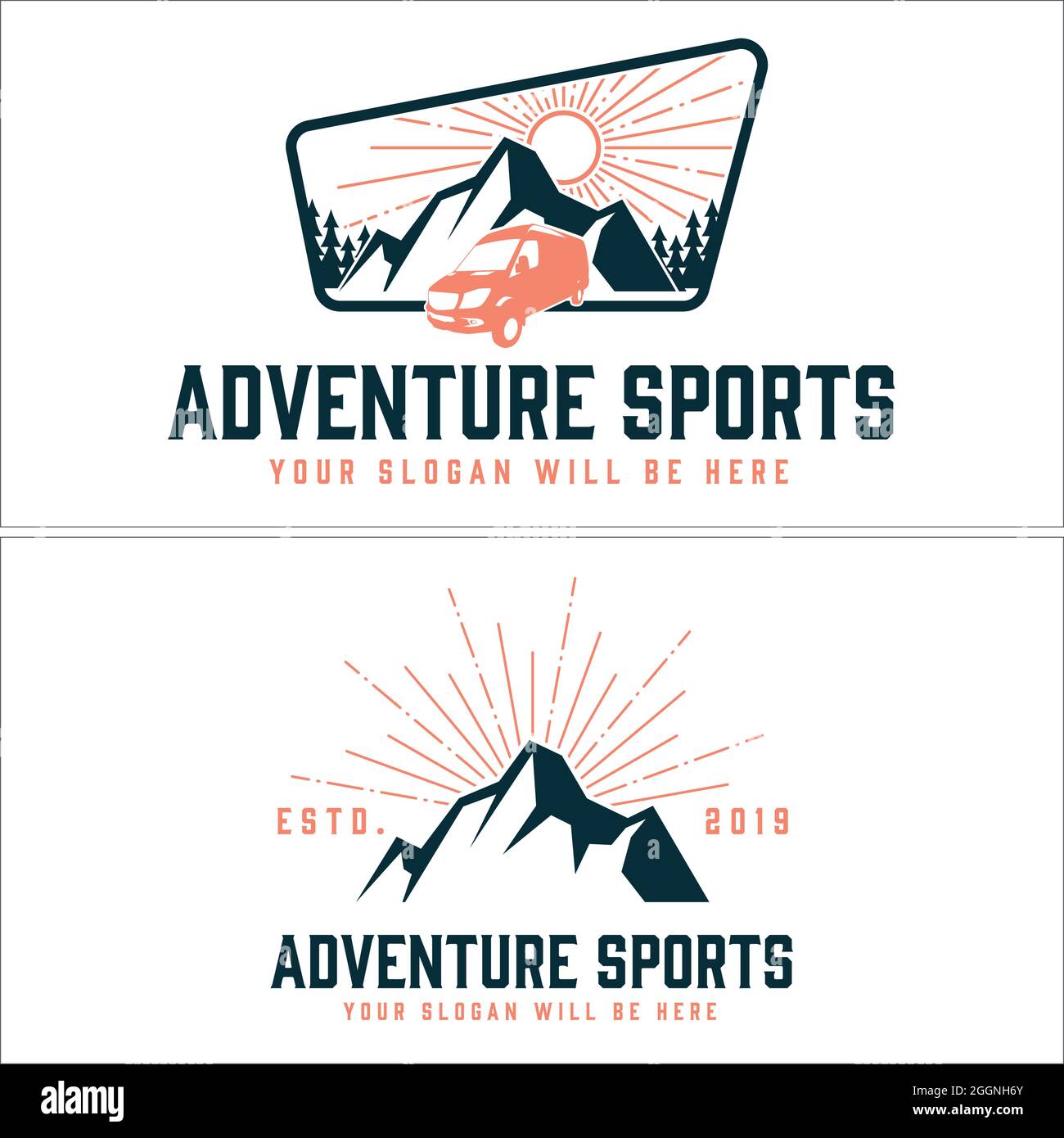 Mountain Adventure Sport Offroad-Logo-Design Stock Vektor