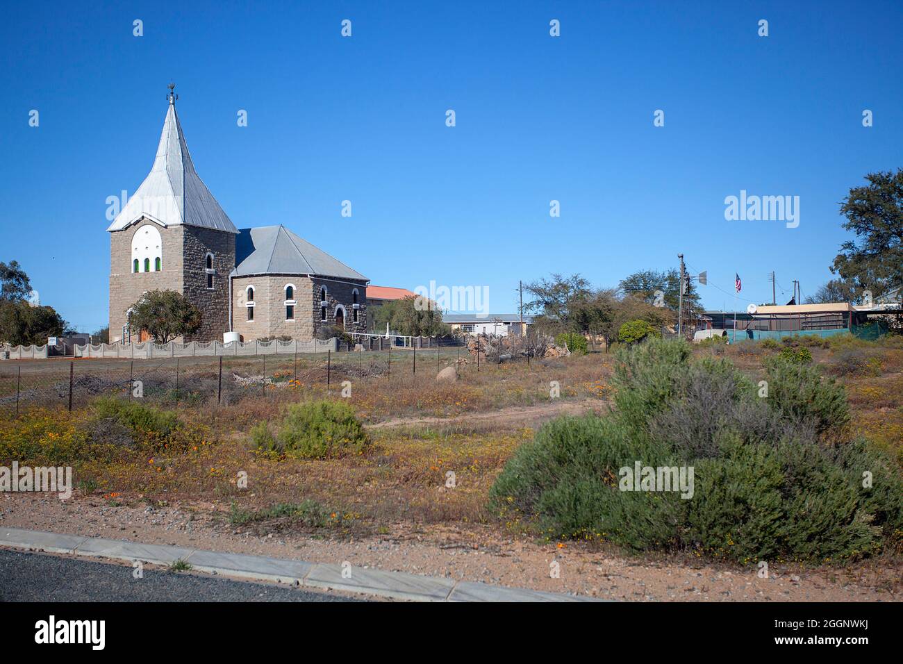 NG Kerk, Kamieskroon die kleine Stadt am Kamiesberg, Nordkap Stockfoto