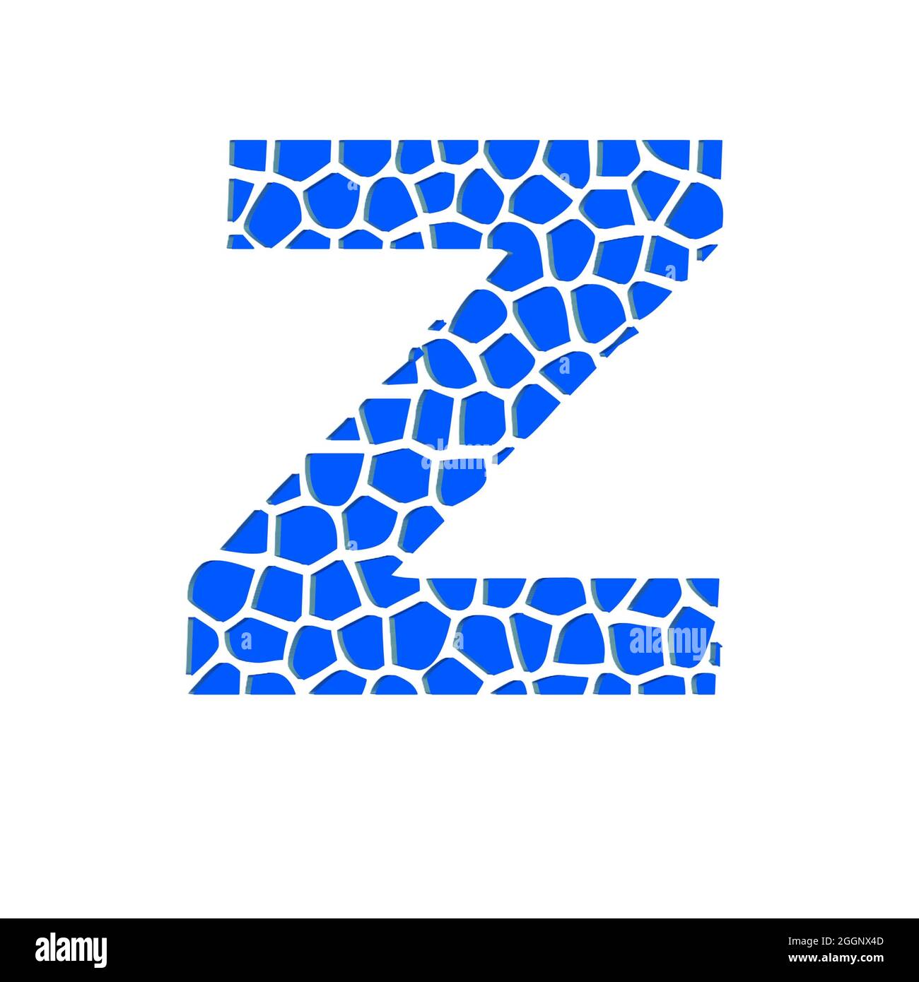Alphabet Großbuchstabe Z blau 3D abstrakte Textur schönen weißen Hintergrund Stockfoto