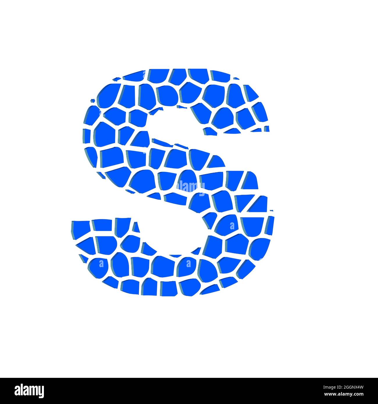 Alphabet Großbuchstabe S blau 3D abstrakte Textur schönen weißen Hintergrund Stockfoto