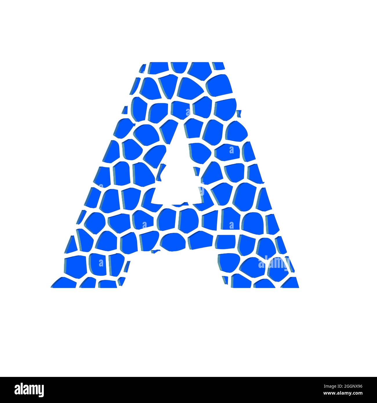 Alphabet Großbuchstabe Eine blaue 3D abstrakte Textur schönen weißen Hintergrund Stockfoto