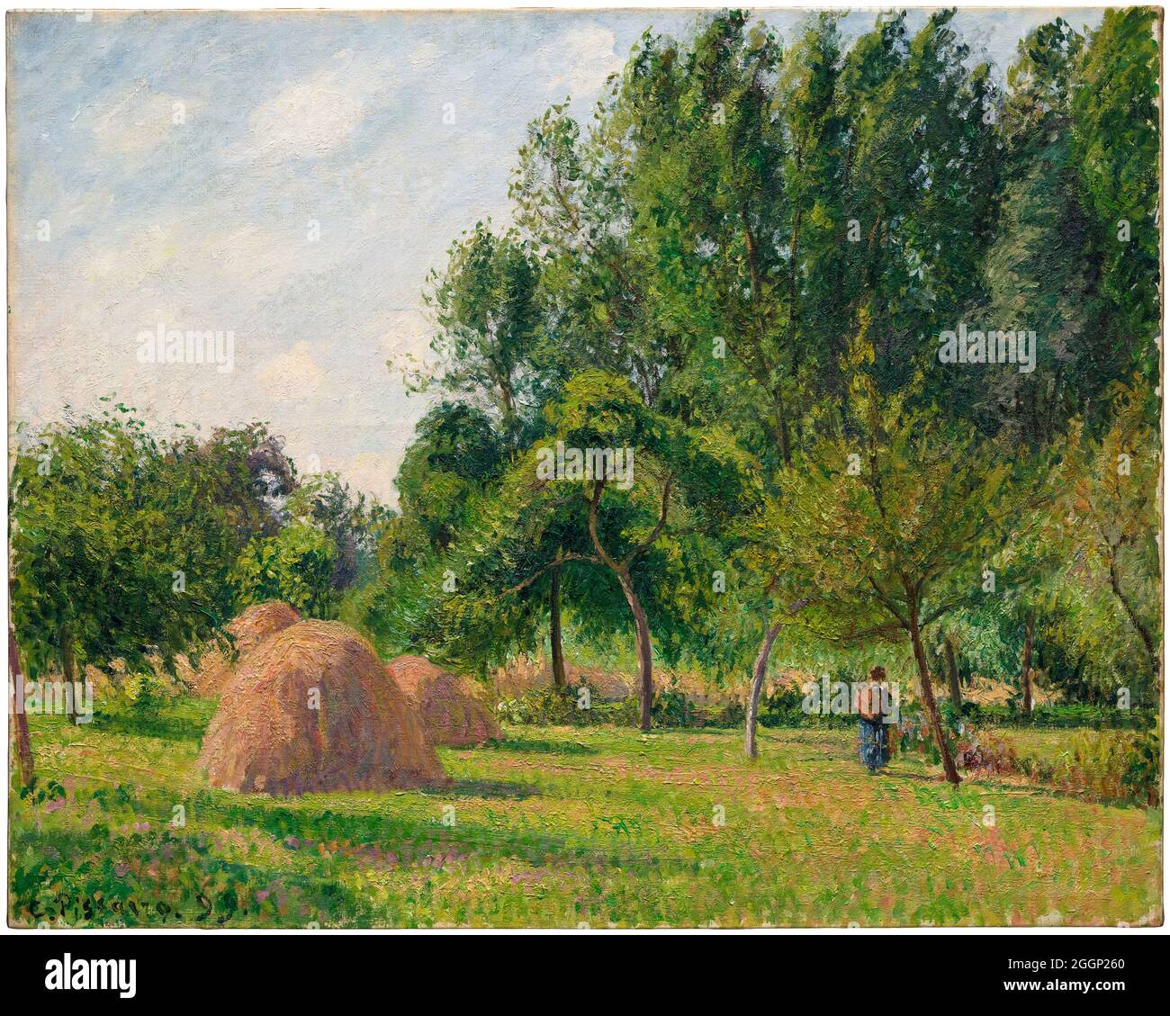 Camille Pissarro, Landschaftsmalerei, Haystacks, Morgens, Éragny, 1899 Stockfoto