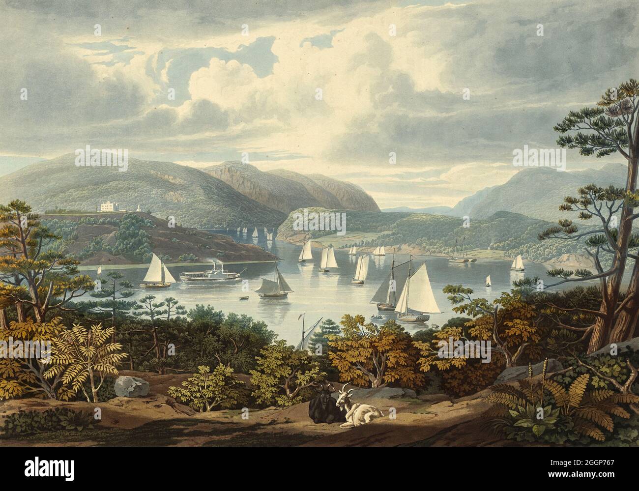 West Point, von Phillipstown, 1831. Farbaquatinta von William James Bennett (1787‚àí1844), einem in Großbritannien geborenen Maler und Kupferstecher. Stockfoto
