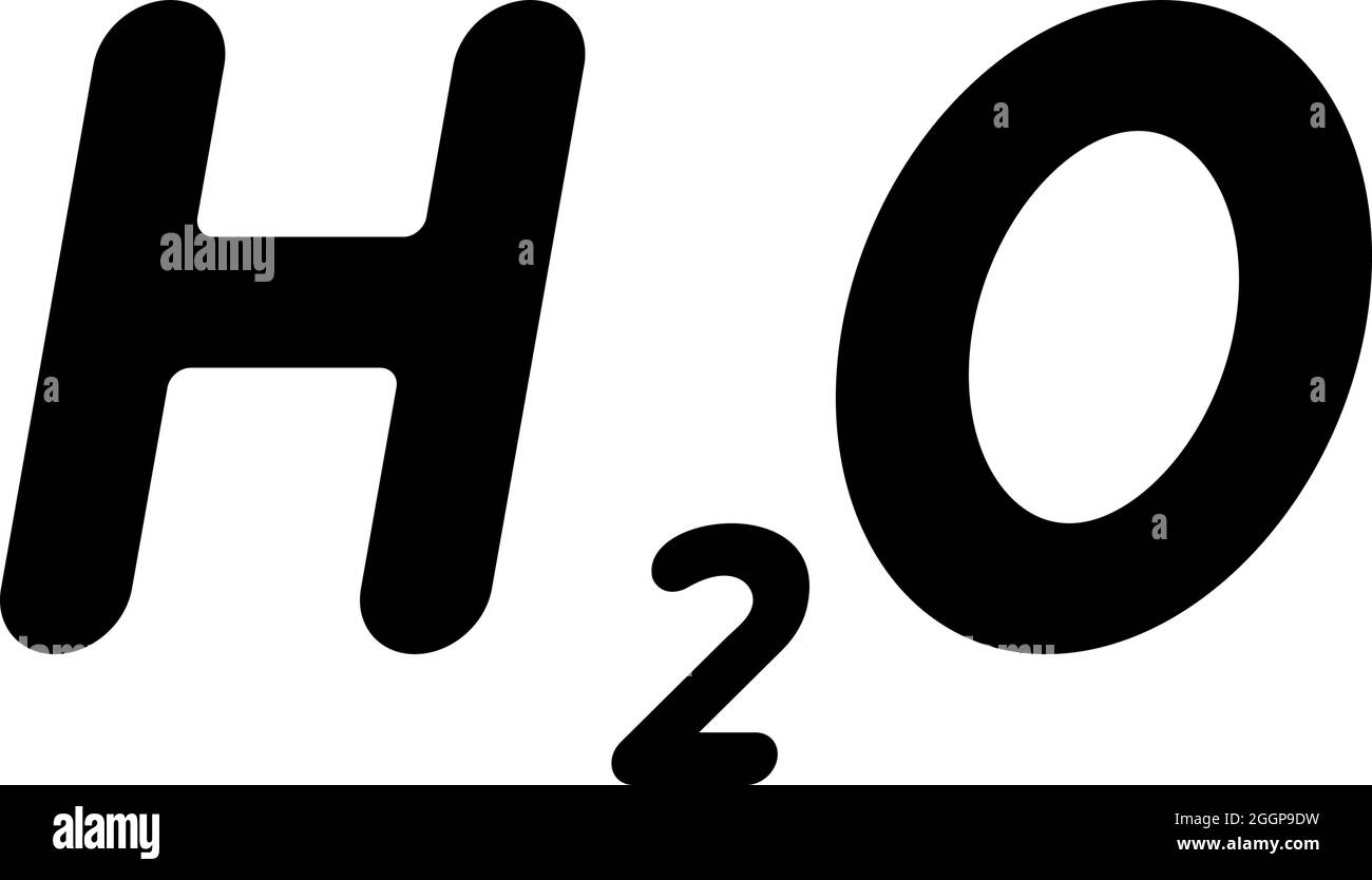 Chemische Formel H2O Wasser Symbol schwarze Farbe Vektor Illustration flache Stil einfaches Bild Stock Vektor