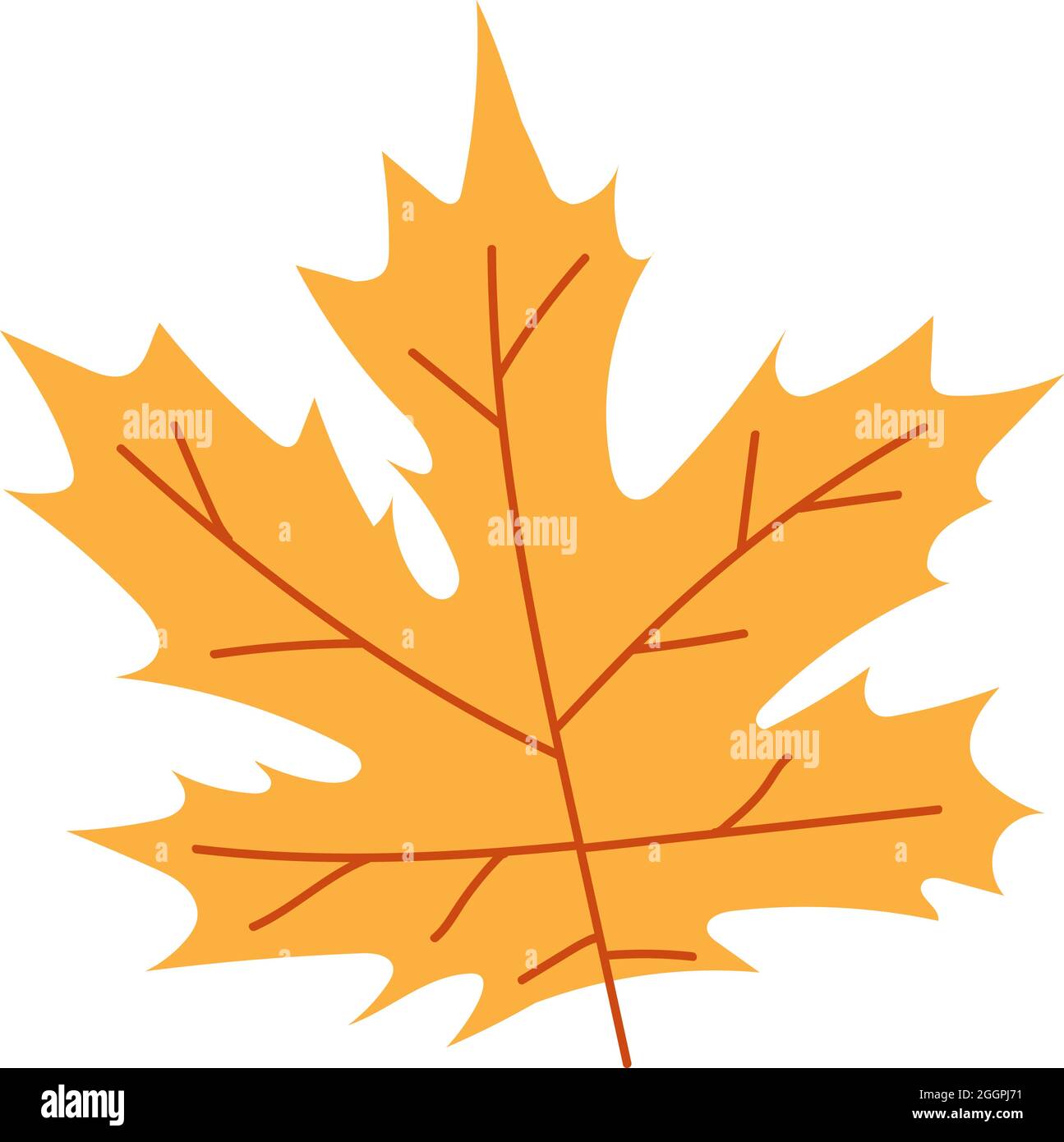 Orangene Herbstblätter Vektorgrafik. Herbstlicher Halloween Rahmen mit Blättern, grafischer Ikone oder Druck isoliert auf weißem Hintergrund Stock Vektor