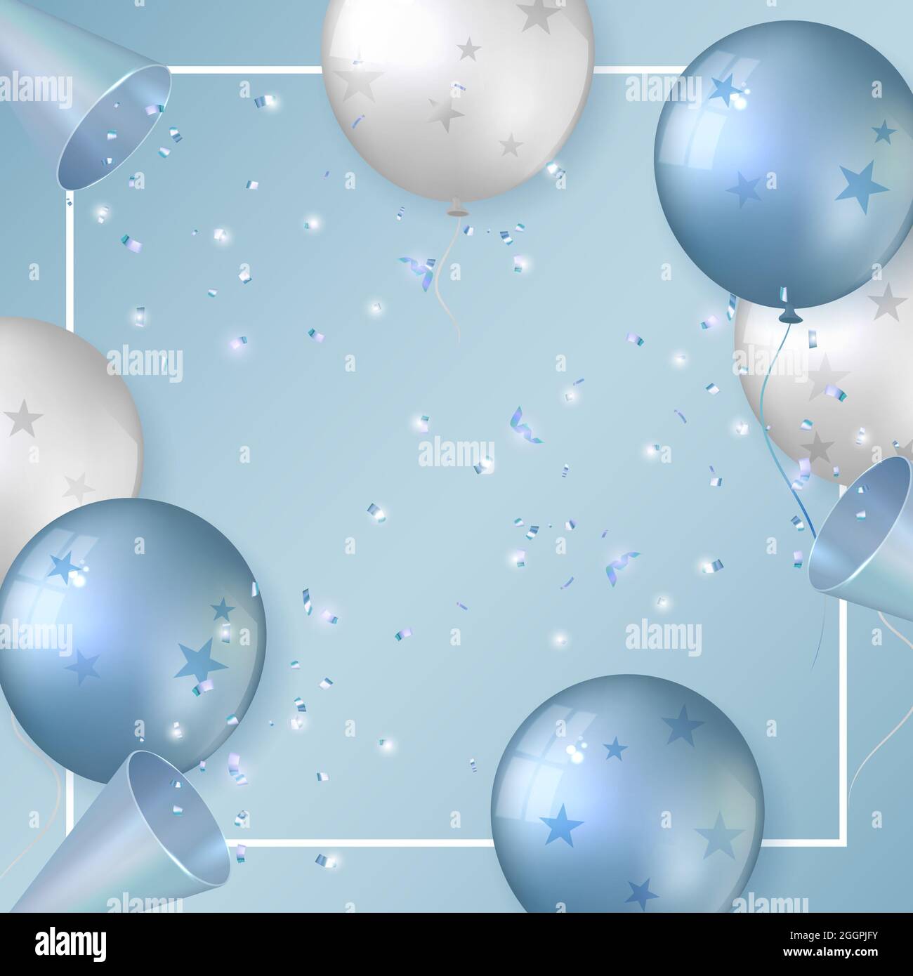 Happy Birthday Banner Mit Blauem Hintergrund - 180x110 Cm, Mit Seil, Für Fotohintergrund & Partydeko