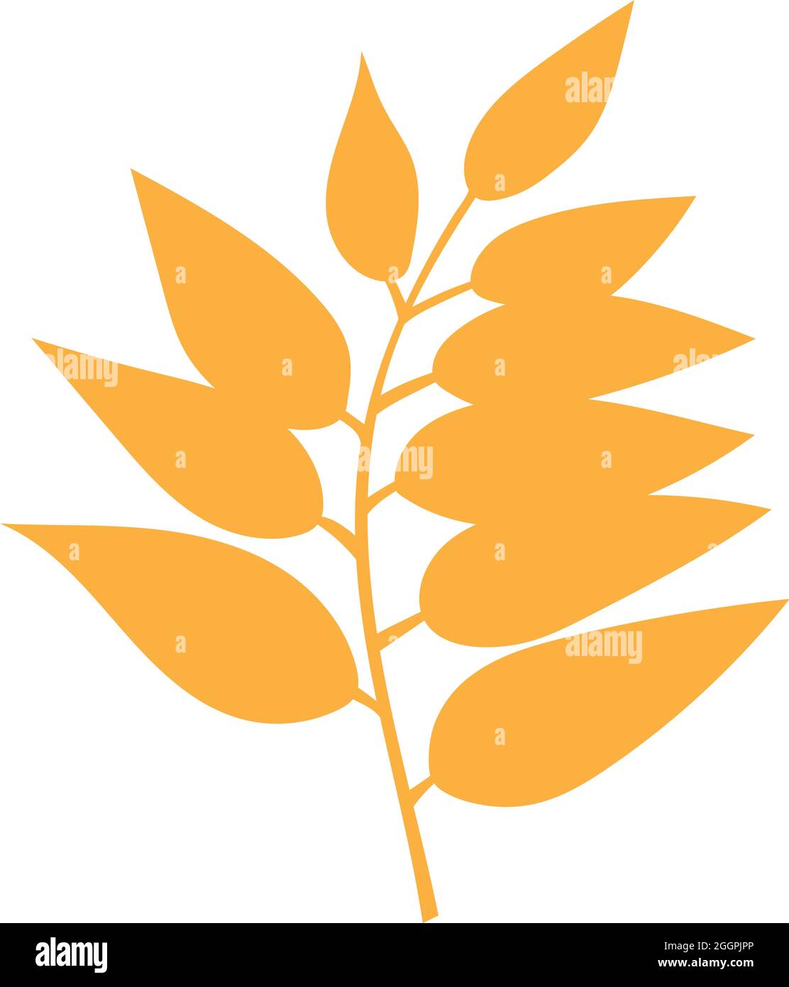 Orangene Herbstblätter Vektorgrafik. Herbstlicher Halloween Rahmen mit Blättern, grafischer Ikone oder Druck isoliert auf weißem Hintergrund Stock Vektor