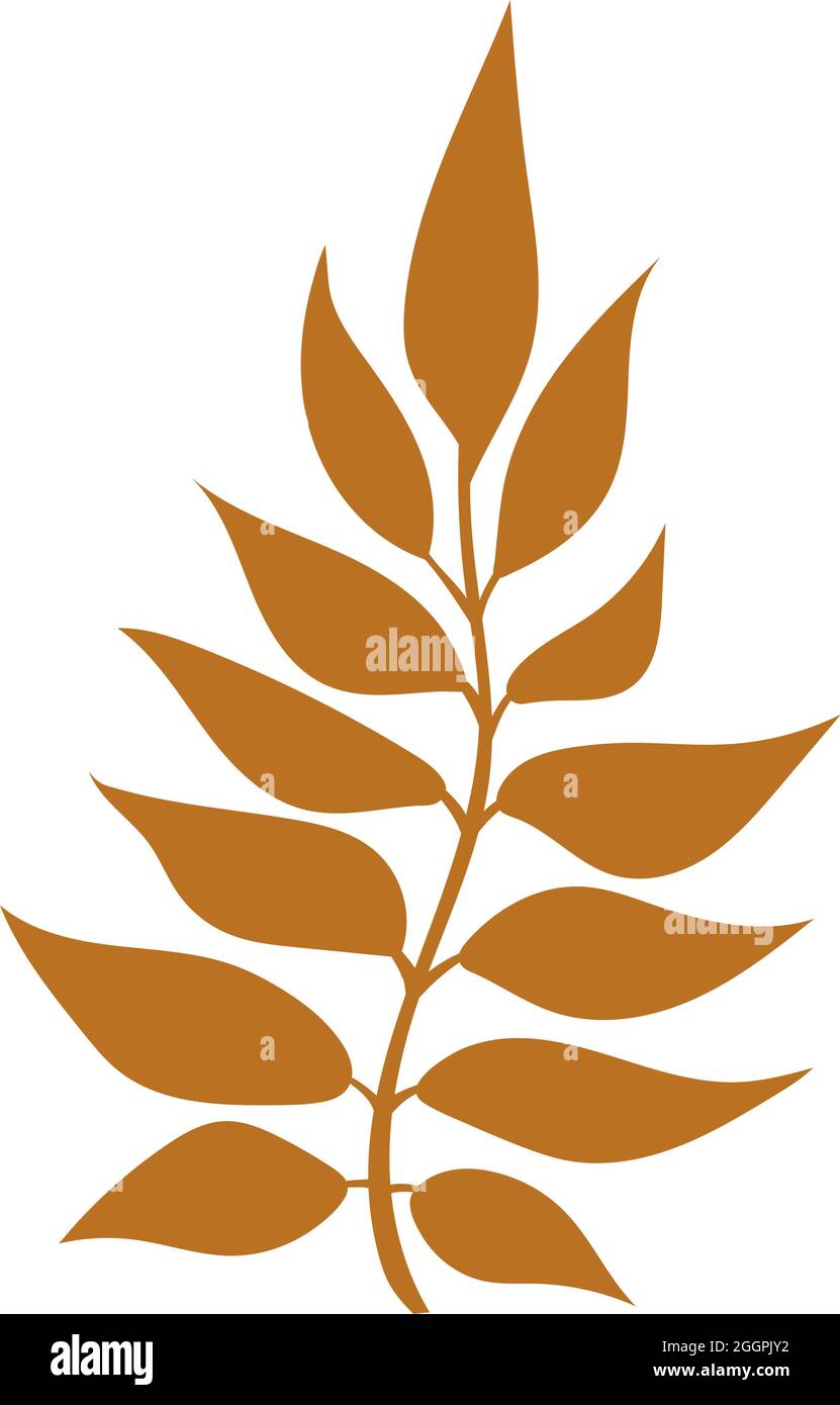 Orangene Herbstblätter Vektorgrafik. Herbstlicher Halloween Rahmen mit Blättern, grafischer Ikone oder Druck isoliert auf weißem Hintergrund Stock Vektor