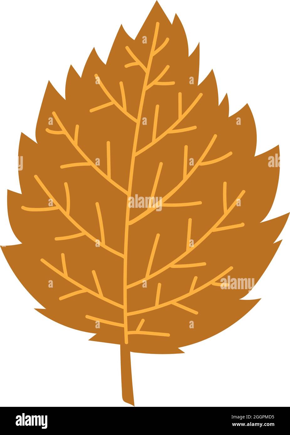 Orangene Herbstblätter Vektorgrafik. Herbstlicher Halloween Rahmen mit Blättern, grafischer Ikone oder Druck isoliert auf weißem Hintergrund Stock Vektor