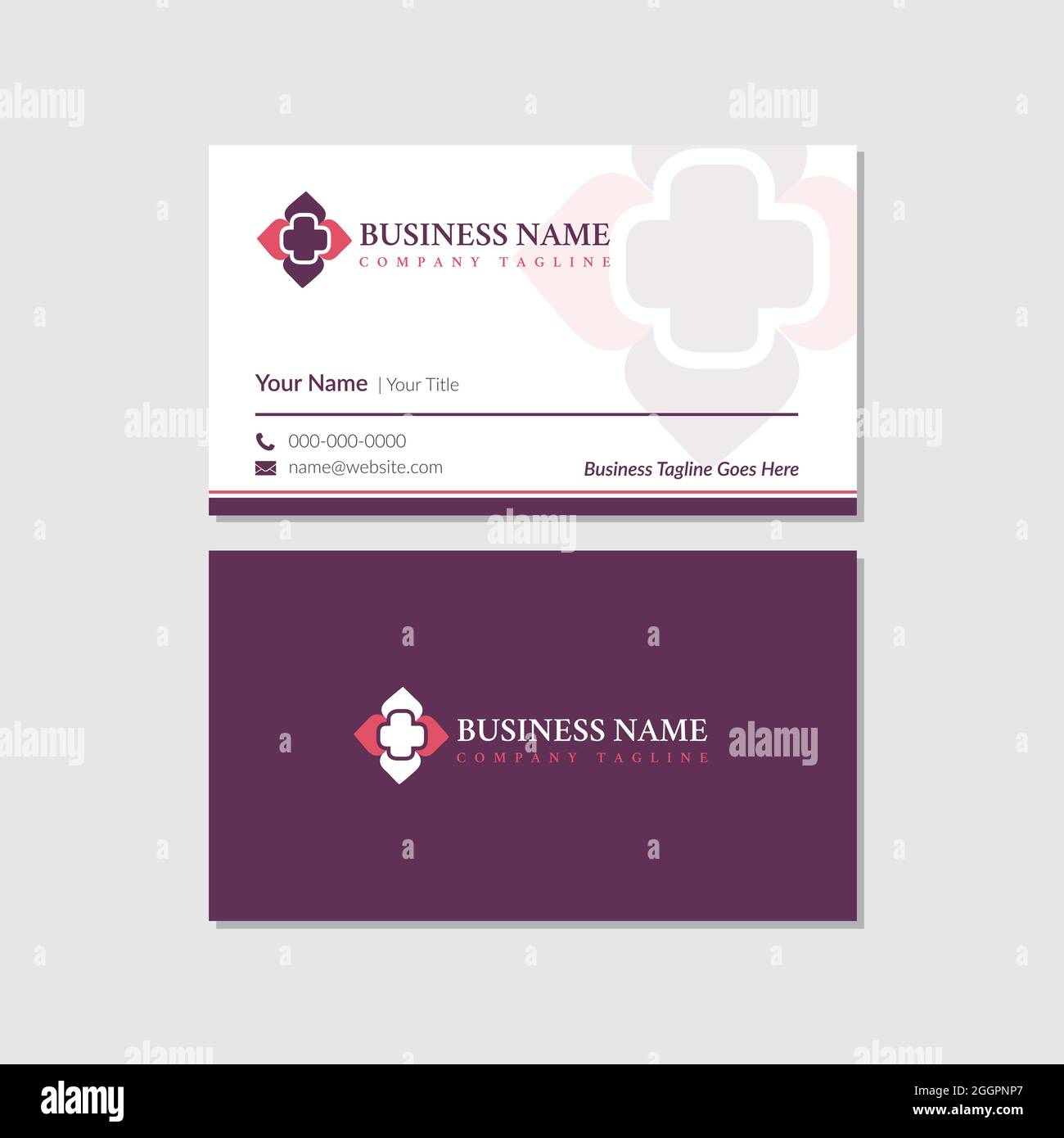 Visitenkarten für Ärzte und Krankenschwestern mit Logo Stock Vektor