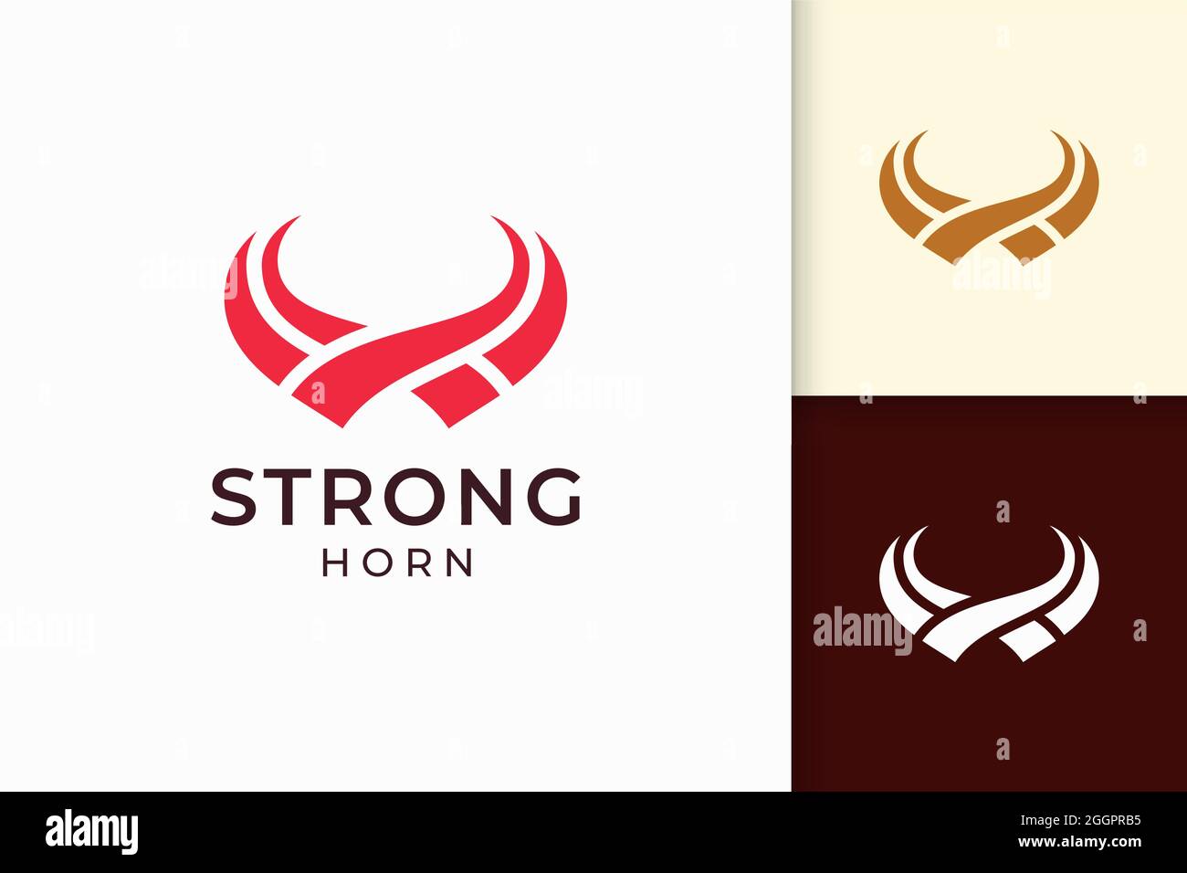 Abstraktes Hornlogo in einfarbigem Rot Stock Vektor