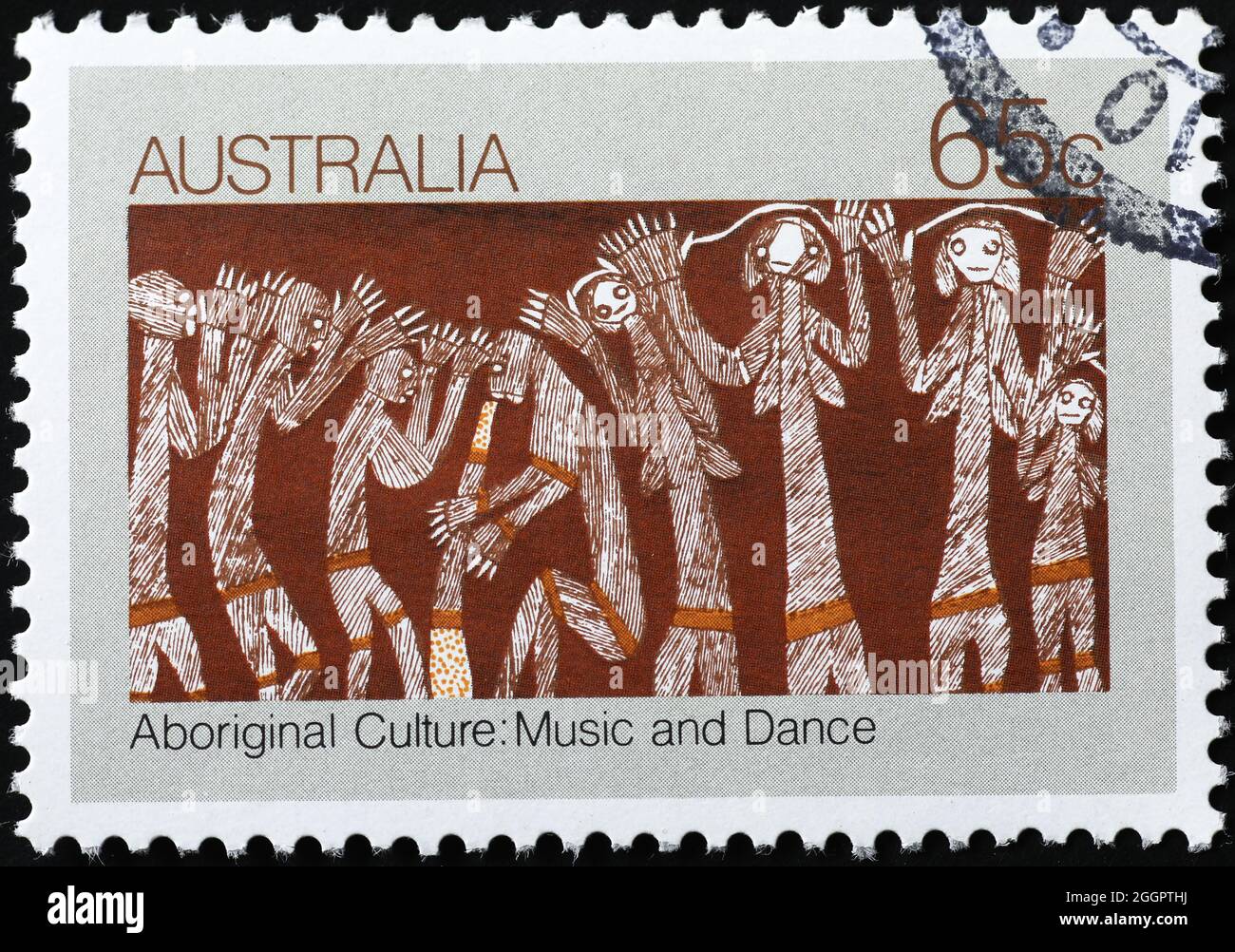 Aborigine-Zeichnung auf australischer Briefmarke Stockfoto