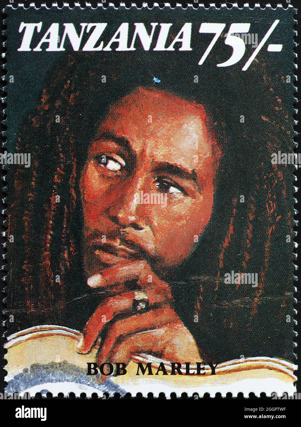 Bob Marley Porträt auf Briefmarke Stockfoto
