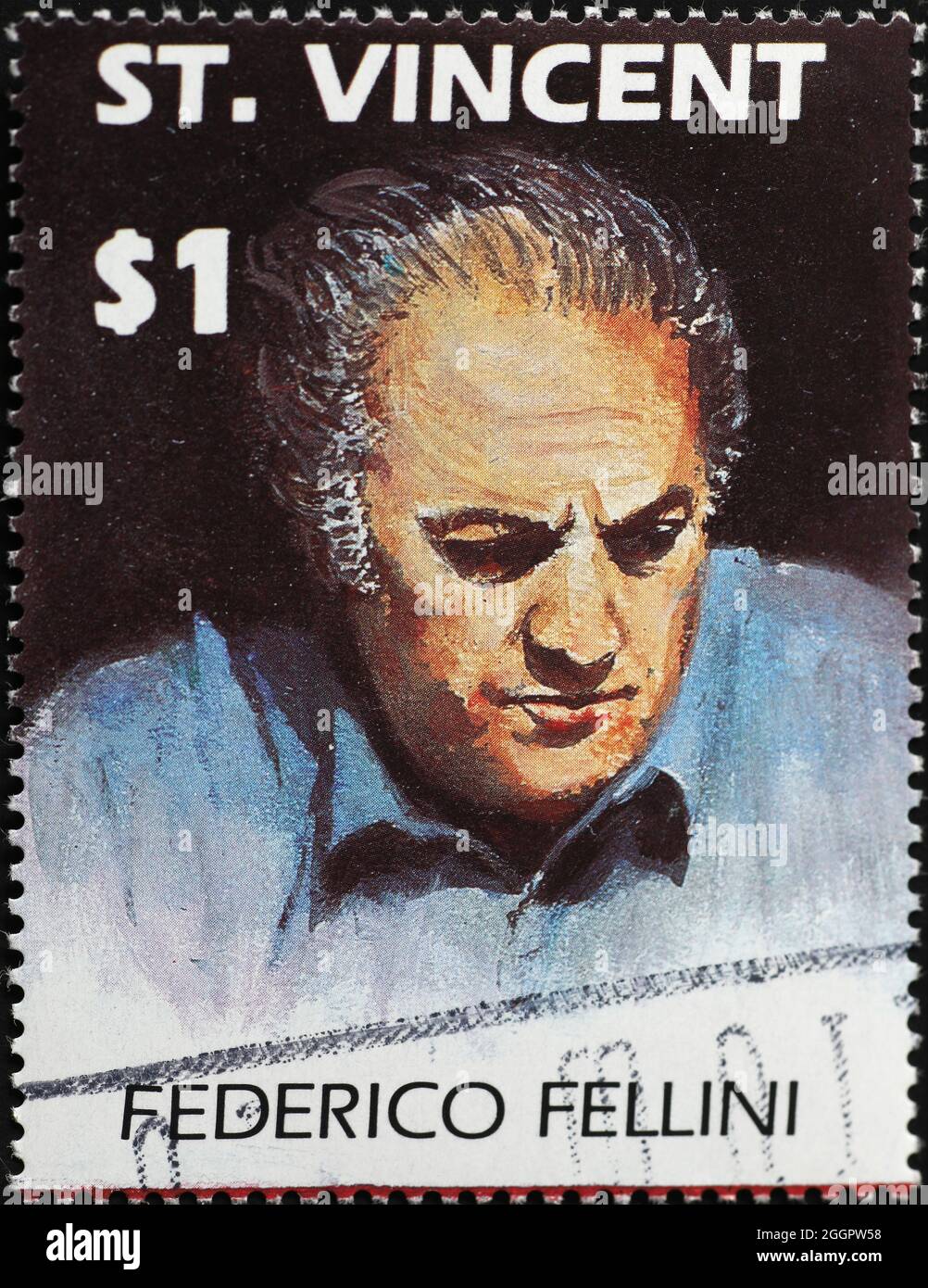 Federico Fellini Porträt auf Briefmarke Stockfoto