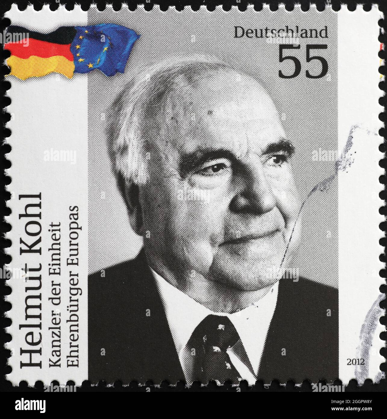 Helmut Kohl Porträt auf Briefmarke Stockfoto