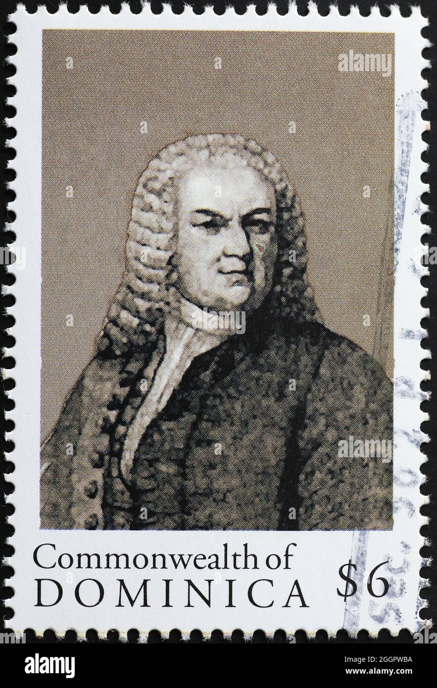 Johann Sebastian Bach Porträt auf Briefmarke Stockfoto