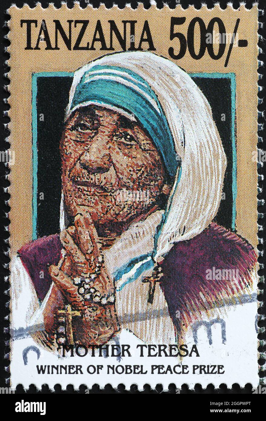 Mutter Teresa Porträt auf Briefmarke Stockfoto