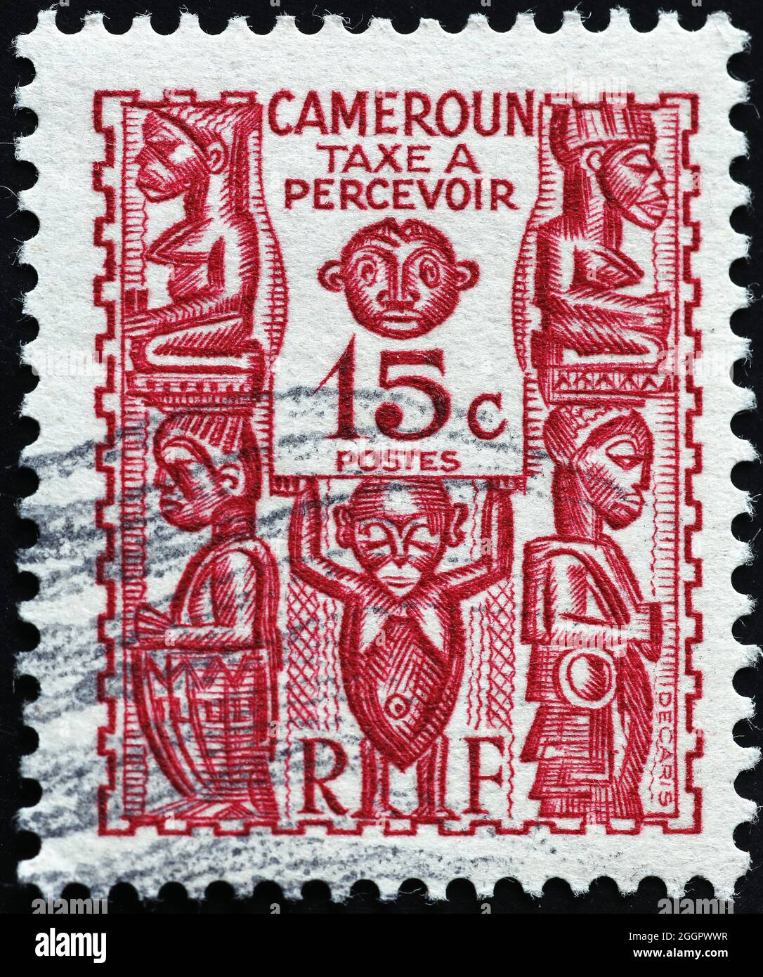 Briefmarke von Kamerun mit lokalem Handwerk Stockfoto