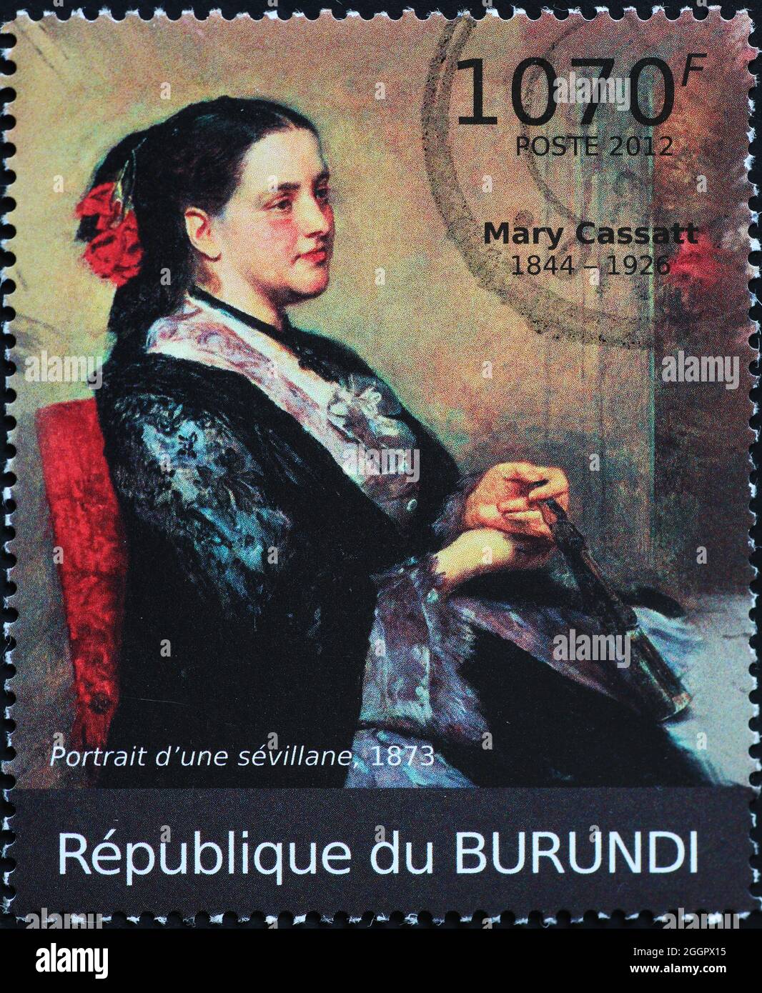 Spanische Frau, gemalt von Mary Cassatt auf Briefmarke Stockfoto