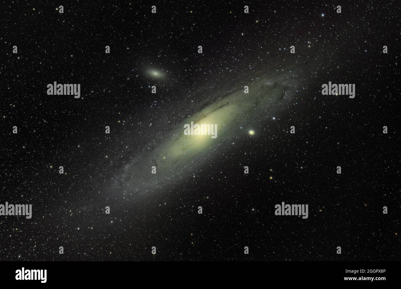 Astrofotografie der Andromeda-Galaxie, m31, von lichtverschmutztem Himmel Stockfoto