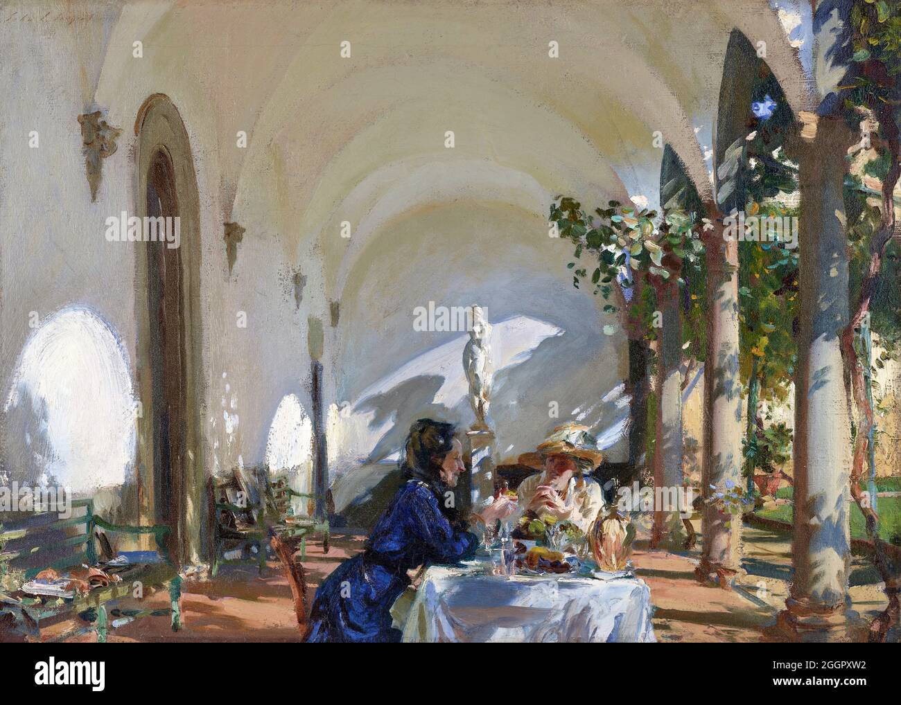 Frühstück in der Loggia von John Singer Sargent (1856-1925), Öl auf Leinwand, 1910 Stockfoto