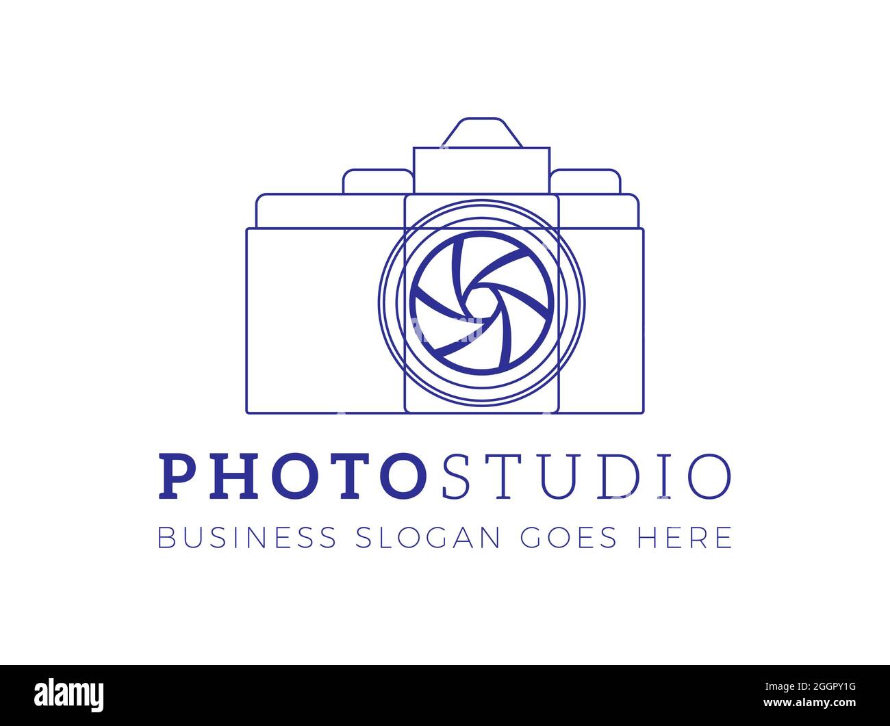 Abstraktes Minimal Photographer Logo mit Kamera für Photo Studio Stock Vektor