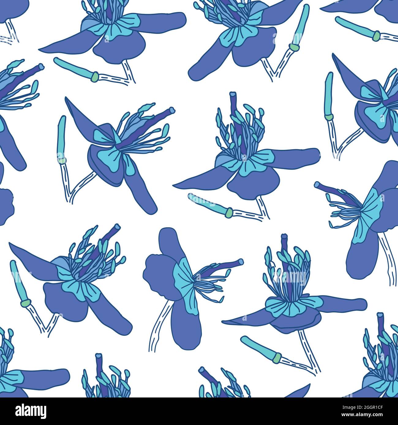 Stoffmuster Im Blauen Sommer-Stil Stock Vektor