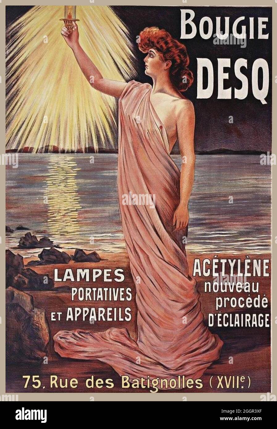 Klicken Sie auf Vintage Französisch Acetylen Lampe Poster - Stockfoto