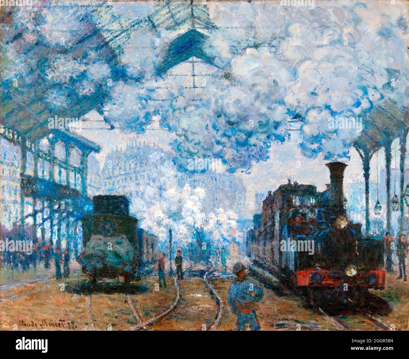 Claude Monet Kunstwerk - der Bahnhof von Saint Lazare - 1877. Stockfoto