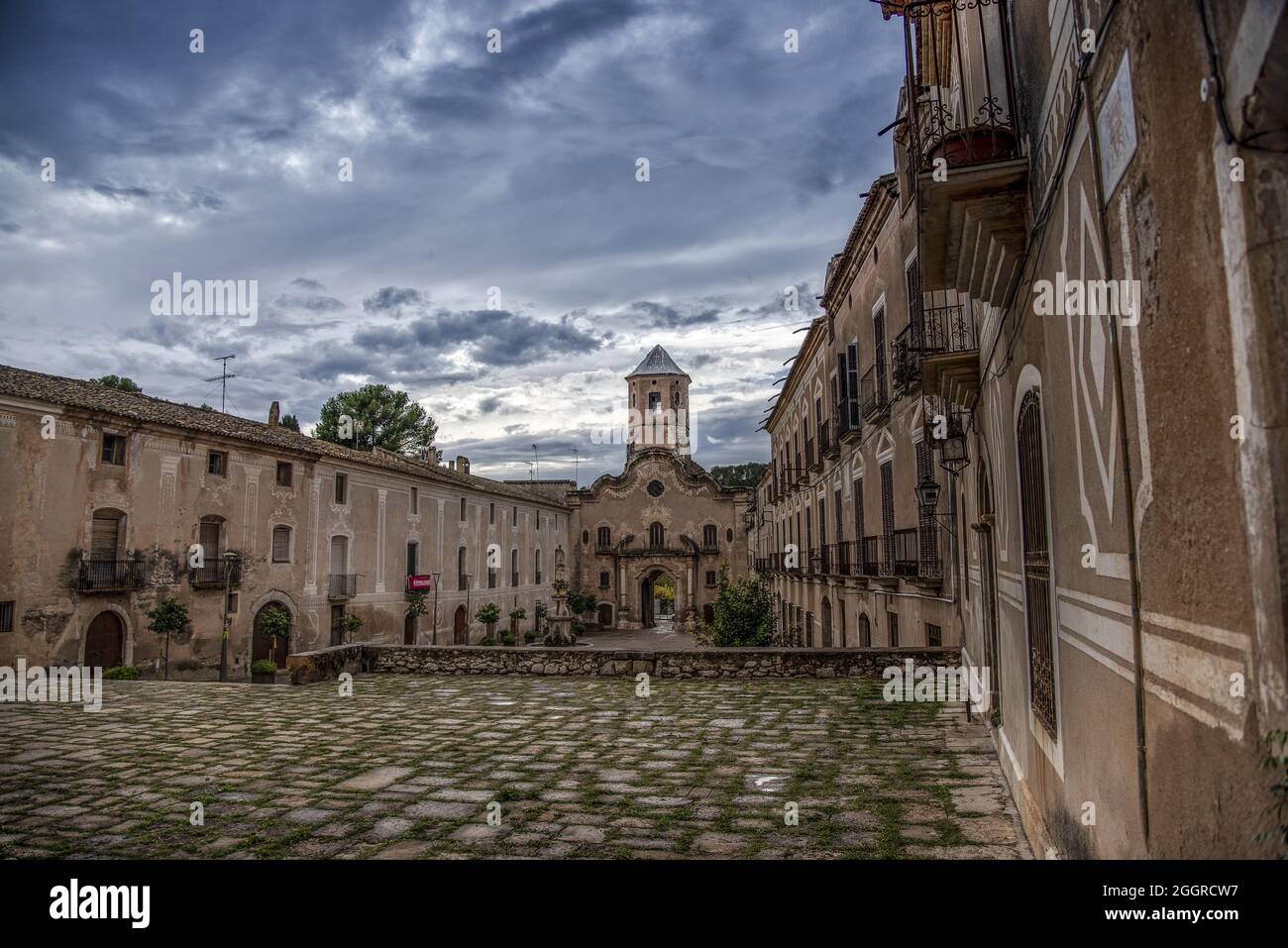 Aufnahme des Real monasterio de Santes Creus in Tarragona, Katalonien, Spanien Stockfoto