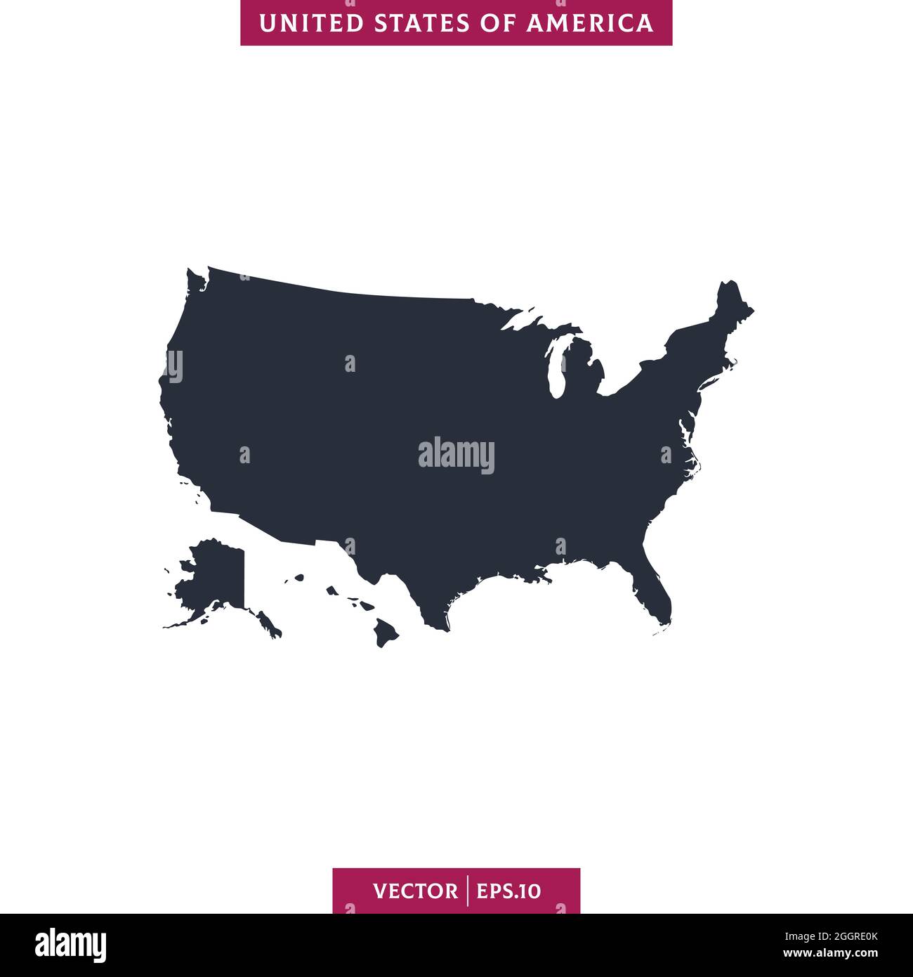 Detaillierte Karte der Vereinigten Staaten von Amerika - USA Vektor-Stock Illustration Design-Vorlage. Vektor eps 10. Stock Vektor