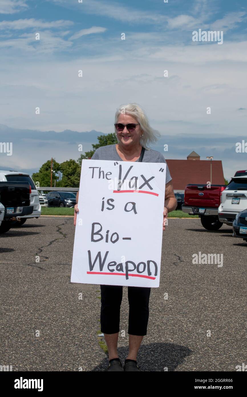 St. Paul, Minnesota. 28. August 2021. Protest für medizinische Freiheit und Gesundheitswahl in Minnesota. Stoppen Sie die Mandate. . Bürger von Minnesota verlangen Informationen Stockfoto