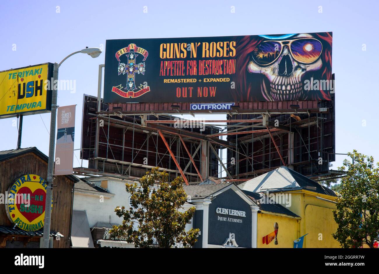 Guns N Roses Plakatwand auf dem Sunset Strip um 2018. Stockfoto