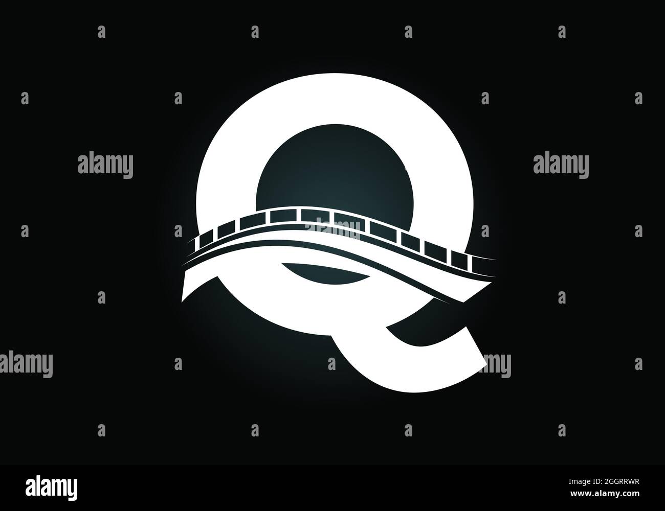 Anfängliches Q-Monogramm-Alphabet mit Brückenzeichen. Design-Vorlage für abstraktes Bridge-Logo. Modernes Vektor-Logo für Baugewerbe und Unternehmen Stock Vektor