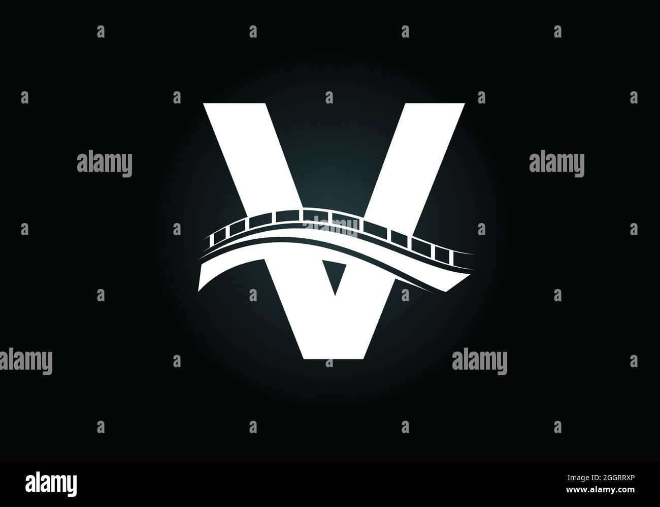 Initial V Monogramm Buchstaben Alphabet mit Brücke Zeichen. Design-Vorlage für abstraktes Bridge-Logo. Modernes Vektor-Logo für Baugewerbe und Unternehmen Stock Vektor