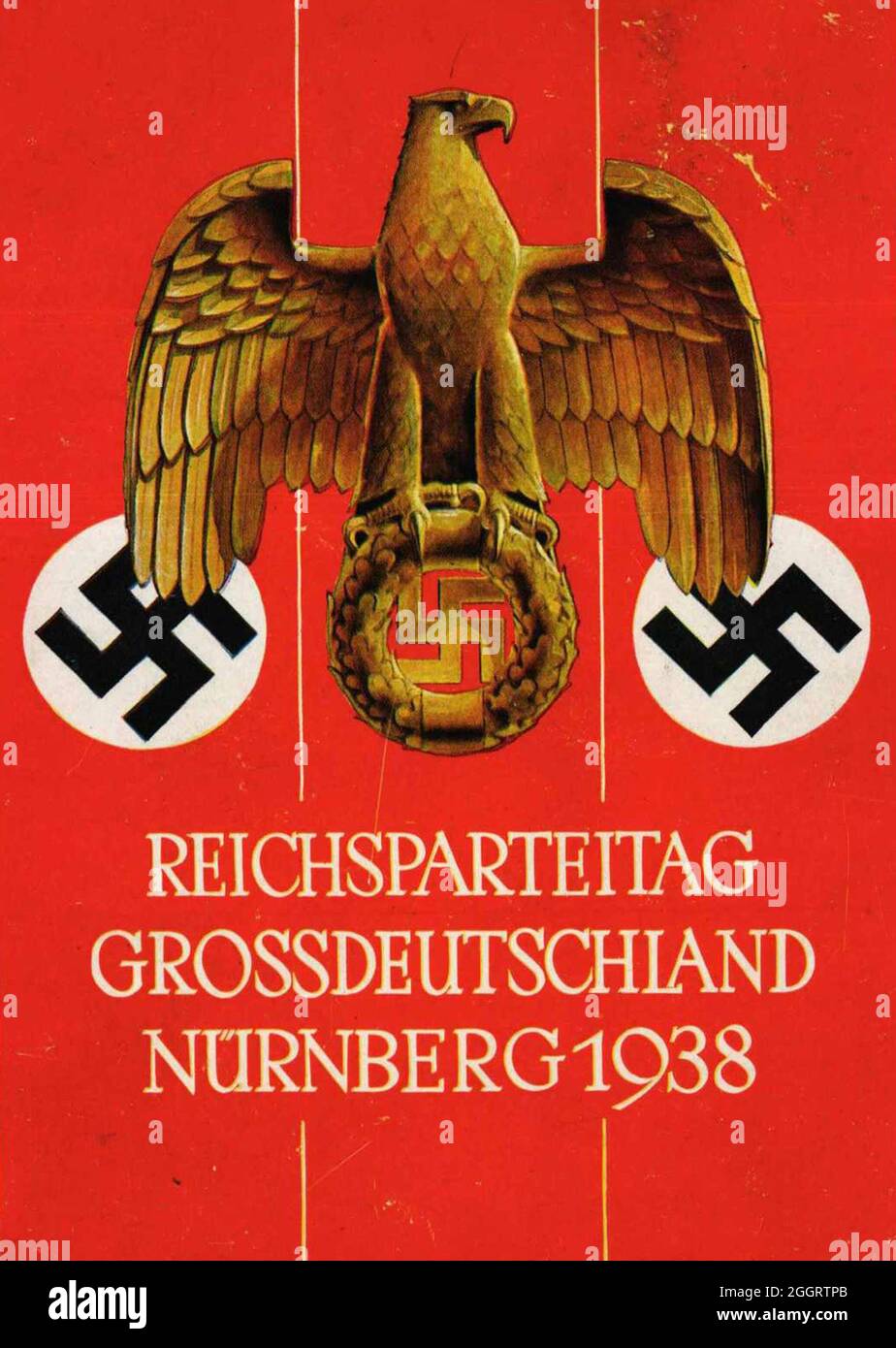 Ein Vintage-Plakat für die jährliche Nazi-Nürnberger Kundgebung 1938 Stockfoto