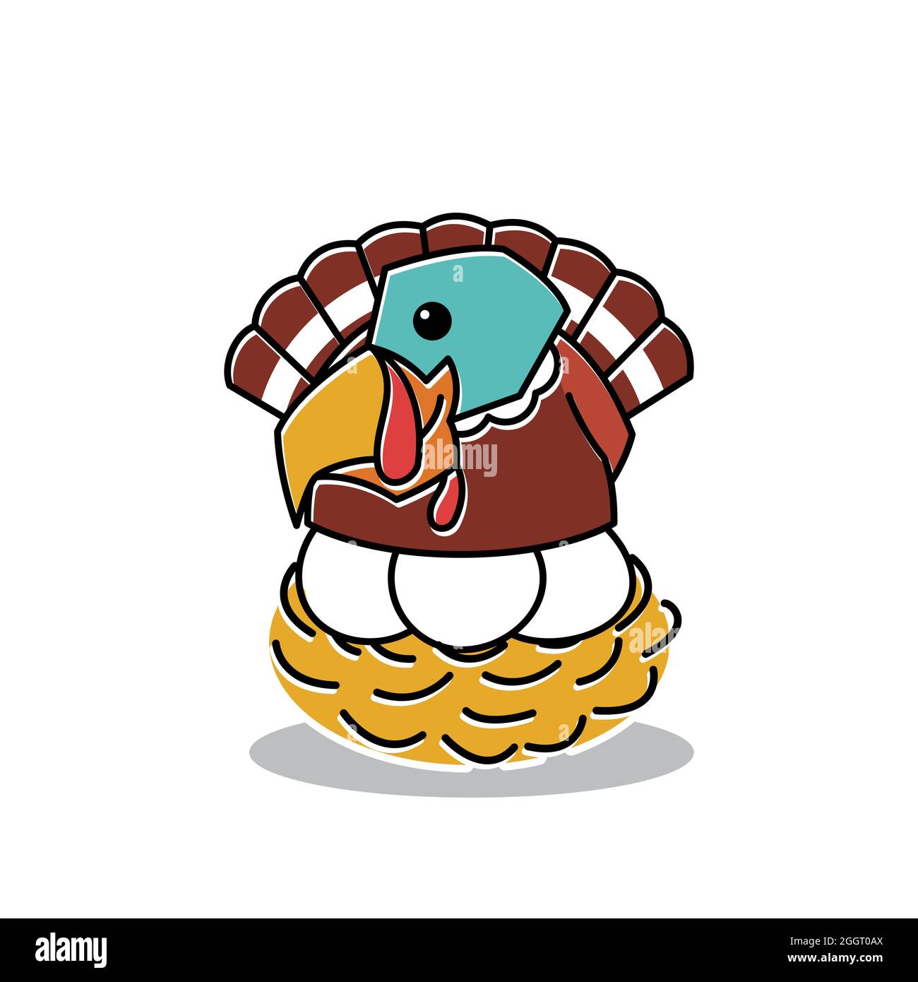 Türkei Bird Farm Sit on Egg Nest Thanksgiving Charakter Cartoon Stock Vektor