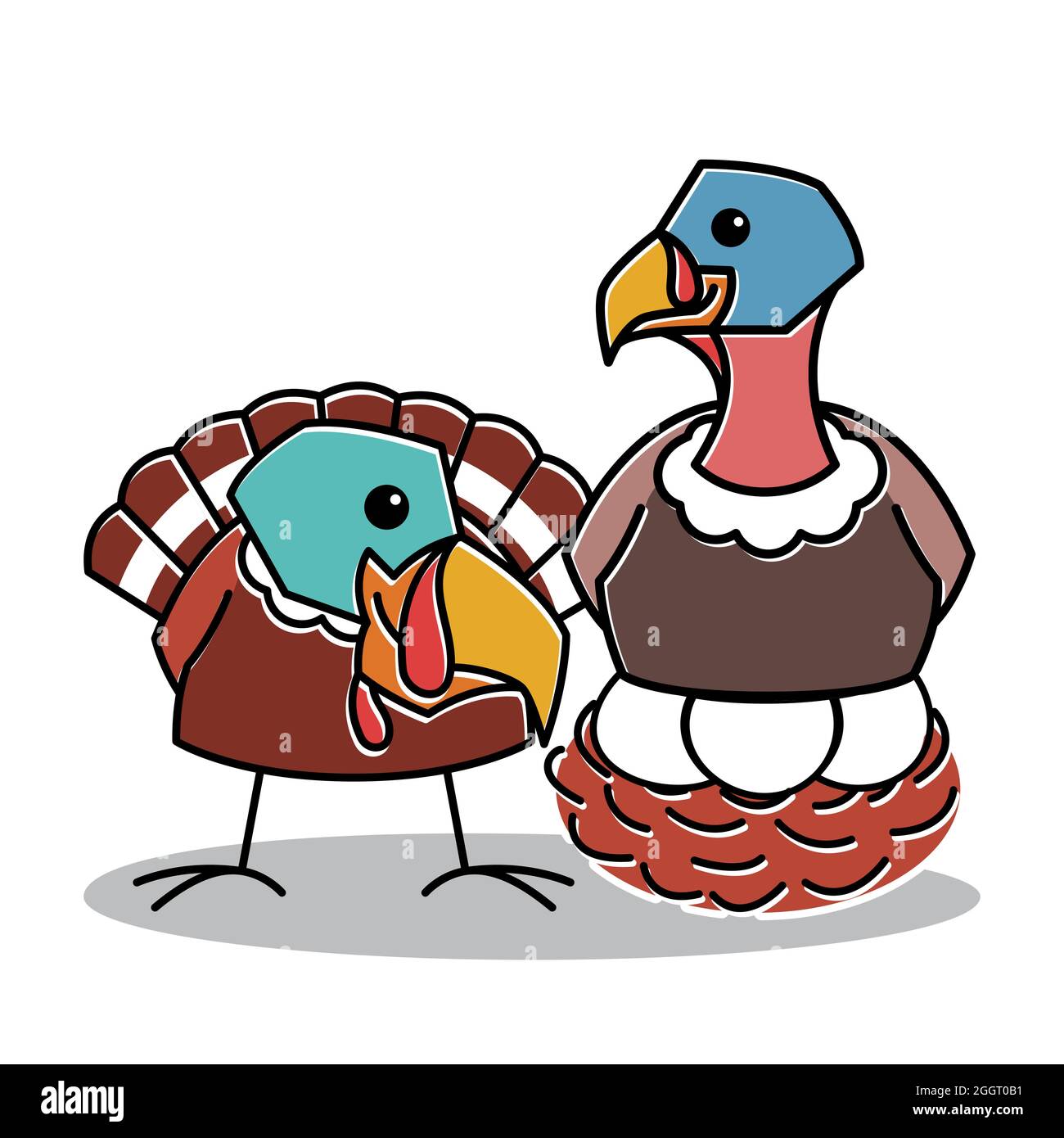 Türkei Vogel Paar Bauernhof sitzen auf Ei Nest Thanksgiving Charakter Cartoon Stock Vektor