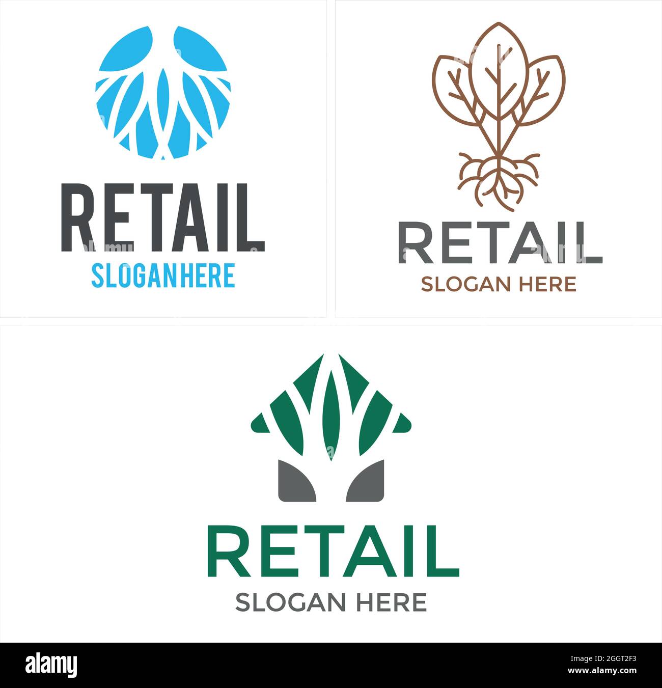 Natürliches organisches Kräuterblatt Pflanzen Logo Design Stock Vektor
