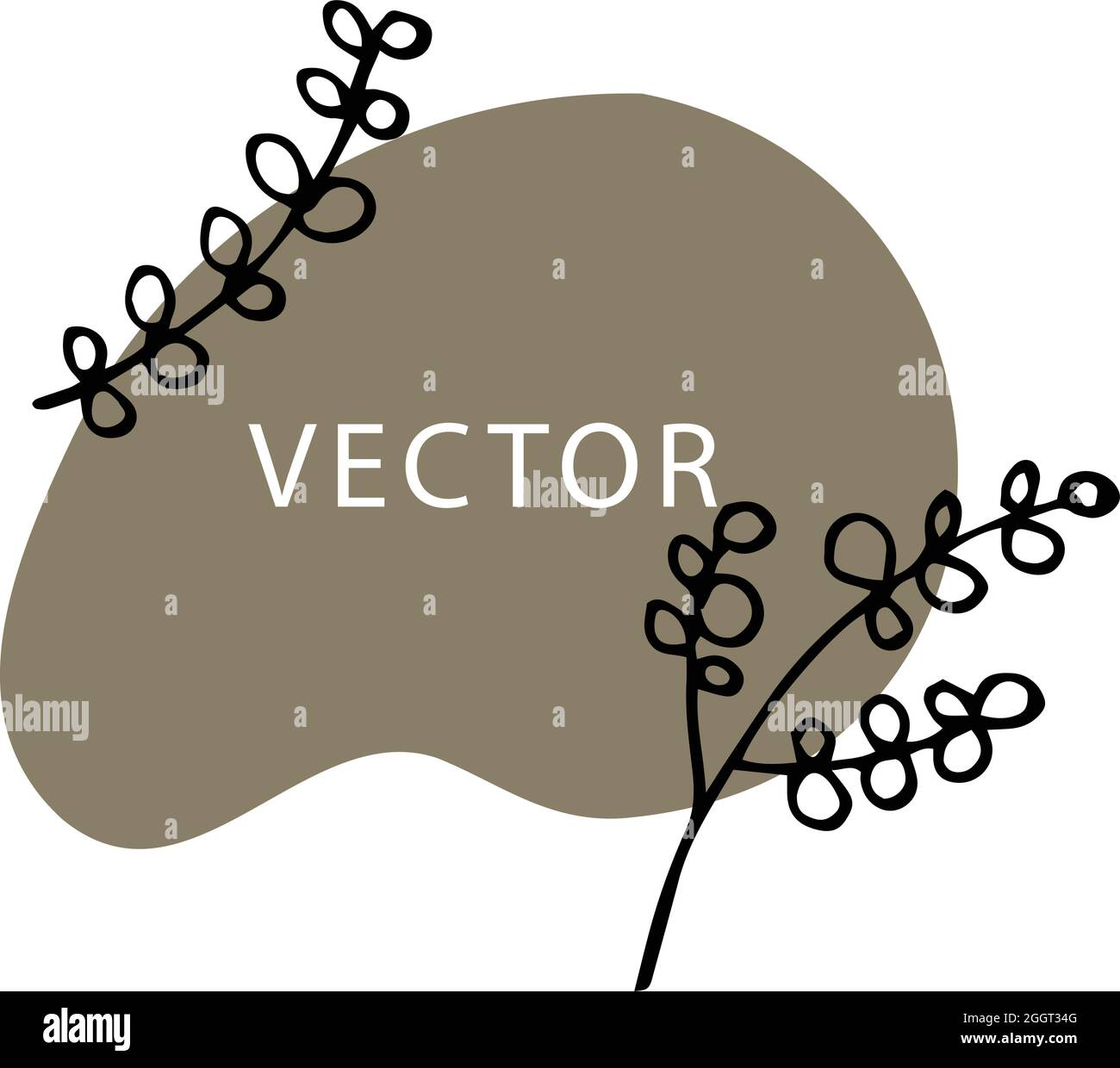 Blumen und Blätter, Banner mit Blot Form Vektor Stock Vektor