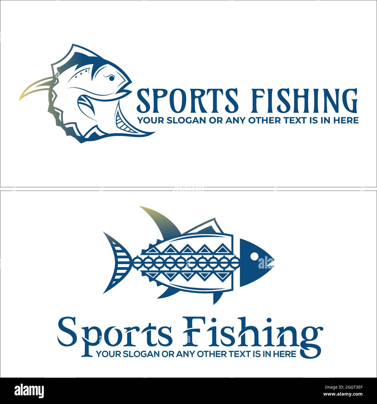 Fischerei Sport Fisch Meer Logo-Design Stock Vektor
