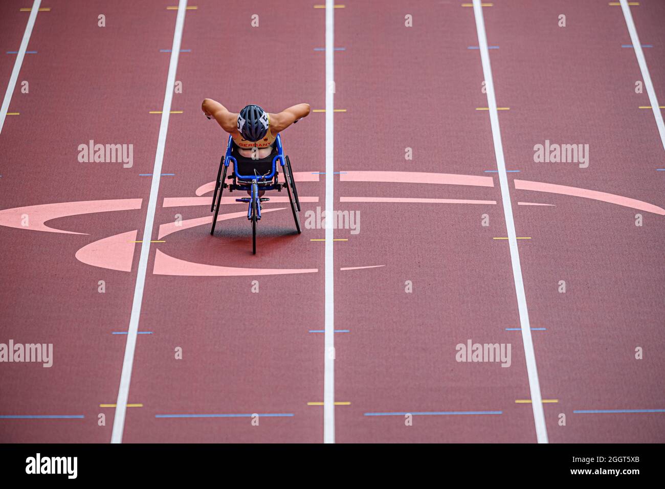 TOKIO, JAPAN. September 2021. MENJE Merle Marie aus Deutschland tritt am Freitag, 03. September 2021, in TOKIO, JAPAN, im Universal 4x4 bei den Paralympischen Spielen von Tokio 2020 im Olympiastadion an. Kredit: Taka G Wu/Alamy Live Nachrichten Stockfoto