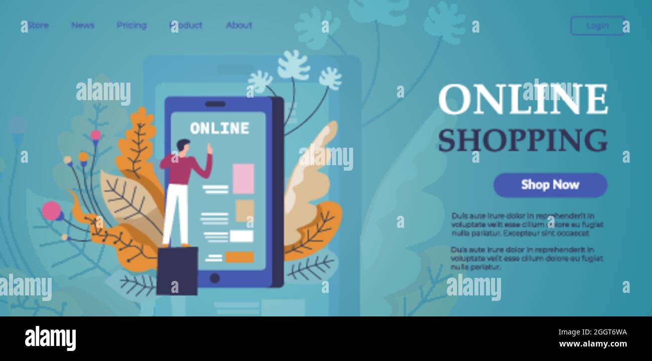 Online-Shopping im Internet, Bestellung von Produkten Stock Vektor