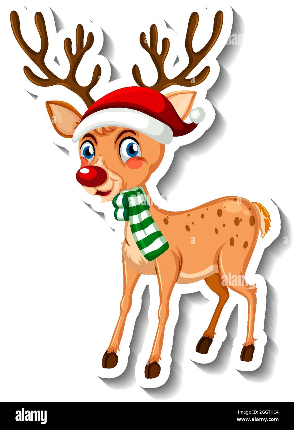 Eine Stickervorlage mit Rudolph Rentier Cartoon Figur Illustration ...